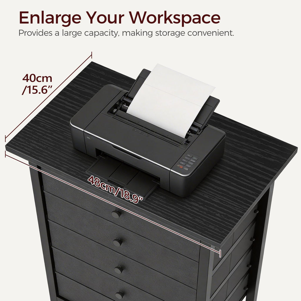 Black 5 Drawer Rolling File Cabinet with Wheels V2250