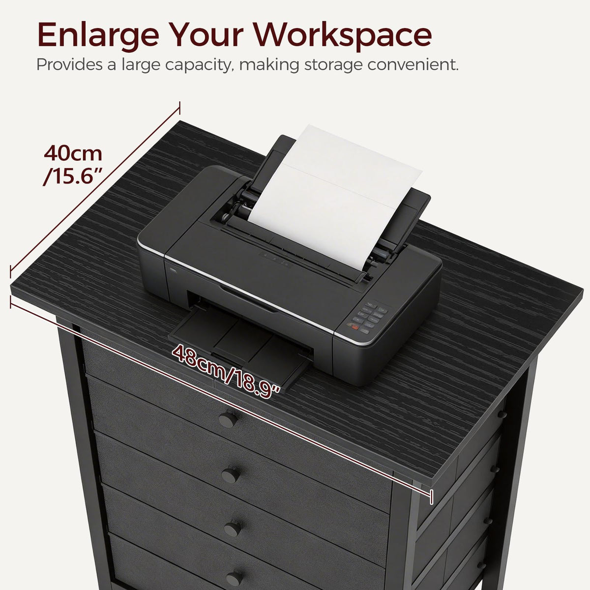 Black 5 Drawer Rolling File Cabinet with Wheels V2250