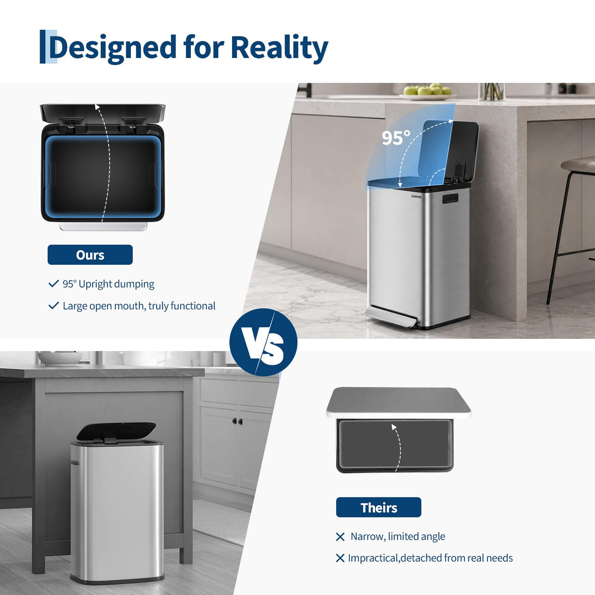 13 Gallon Stainless Steel Step-on Trash Can R639