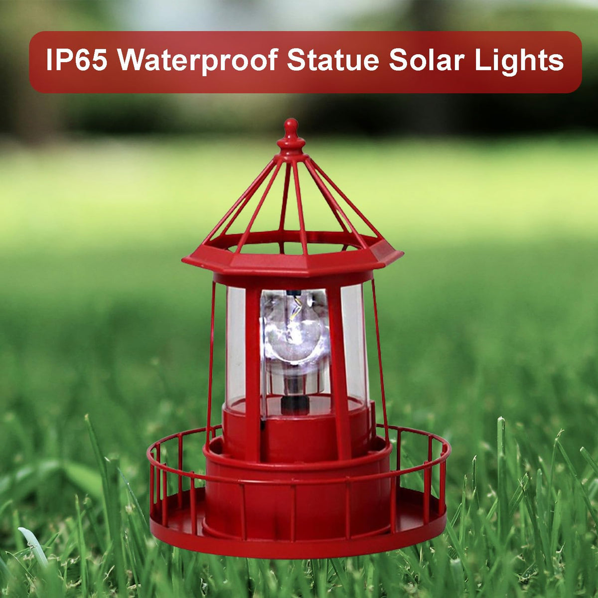 Waterproof Rotating Solar Lighthouse Statue B757
