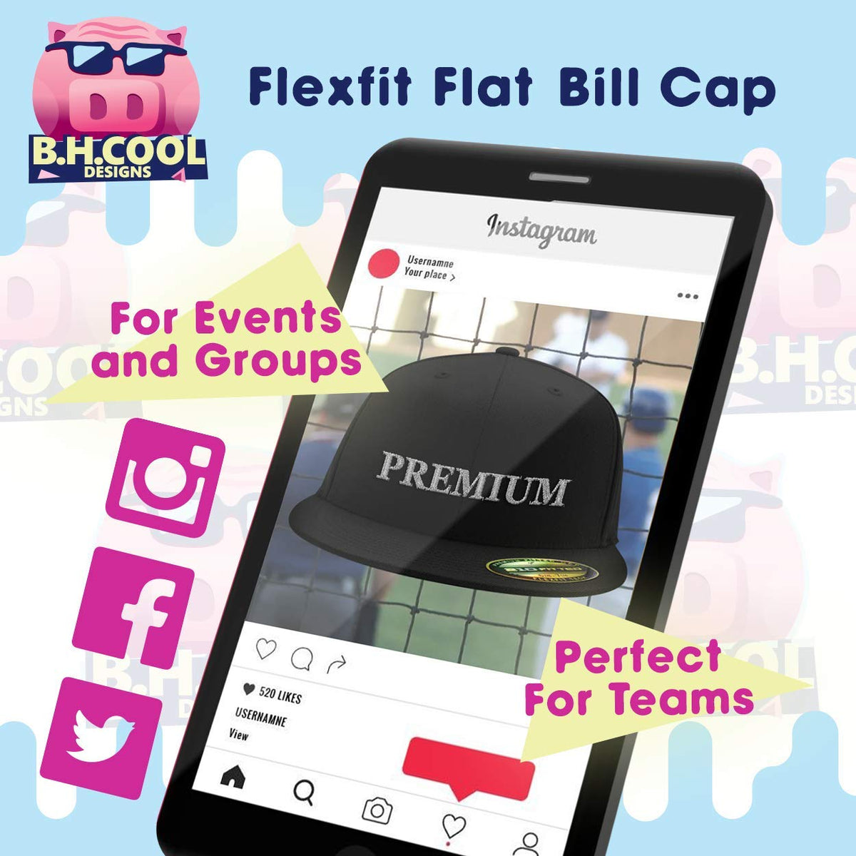 Flat Bill Fitted Hat L5261