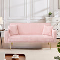 Pink Teddy Fabric Convertible Futon Sofa Bed P384762