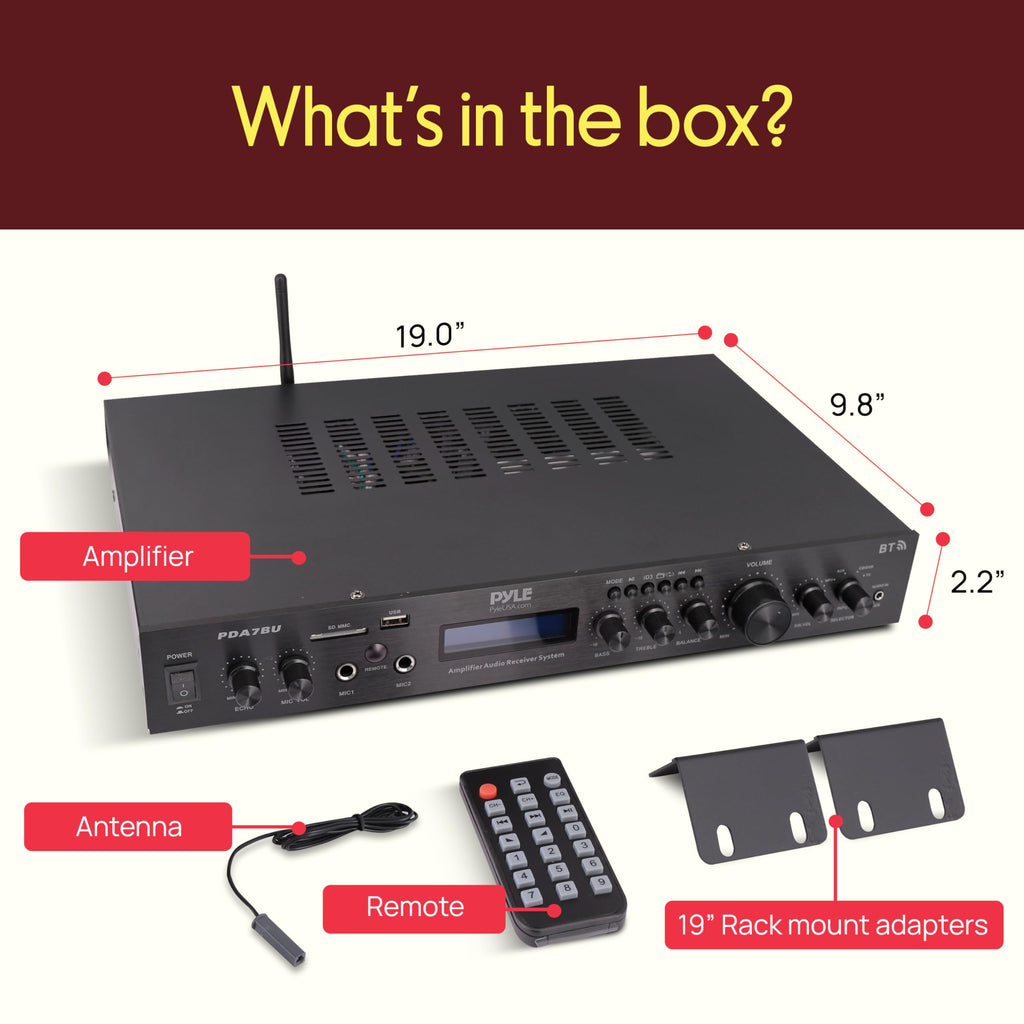 5 Channel Rack Mount Bluetooth Amplifier Receiver O620689