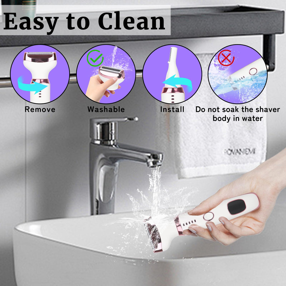 Pink White Rechargeable 4 in 1 Wet & Dry Electric Razor J7053
