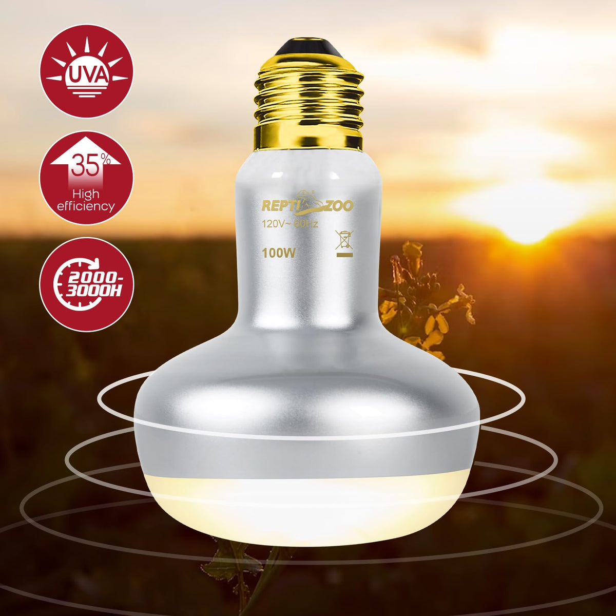 Dual Reptile Light Fixture & 100W Basking Spot Light with 26W UVA UVB Bulb Combo Pack Q8725