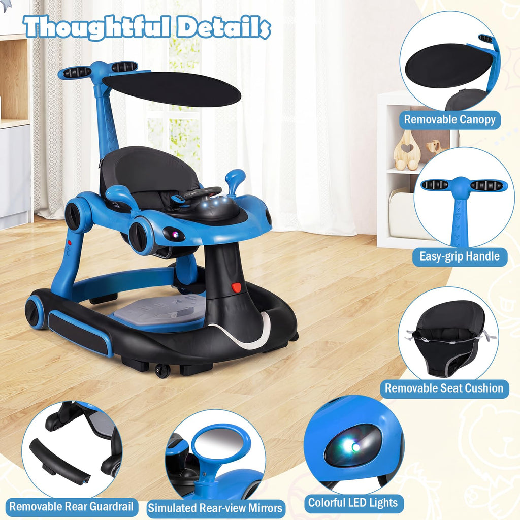 Foldable Baby Walker with Canopy and Wheels H737