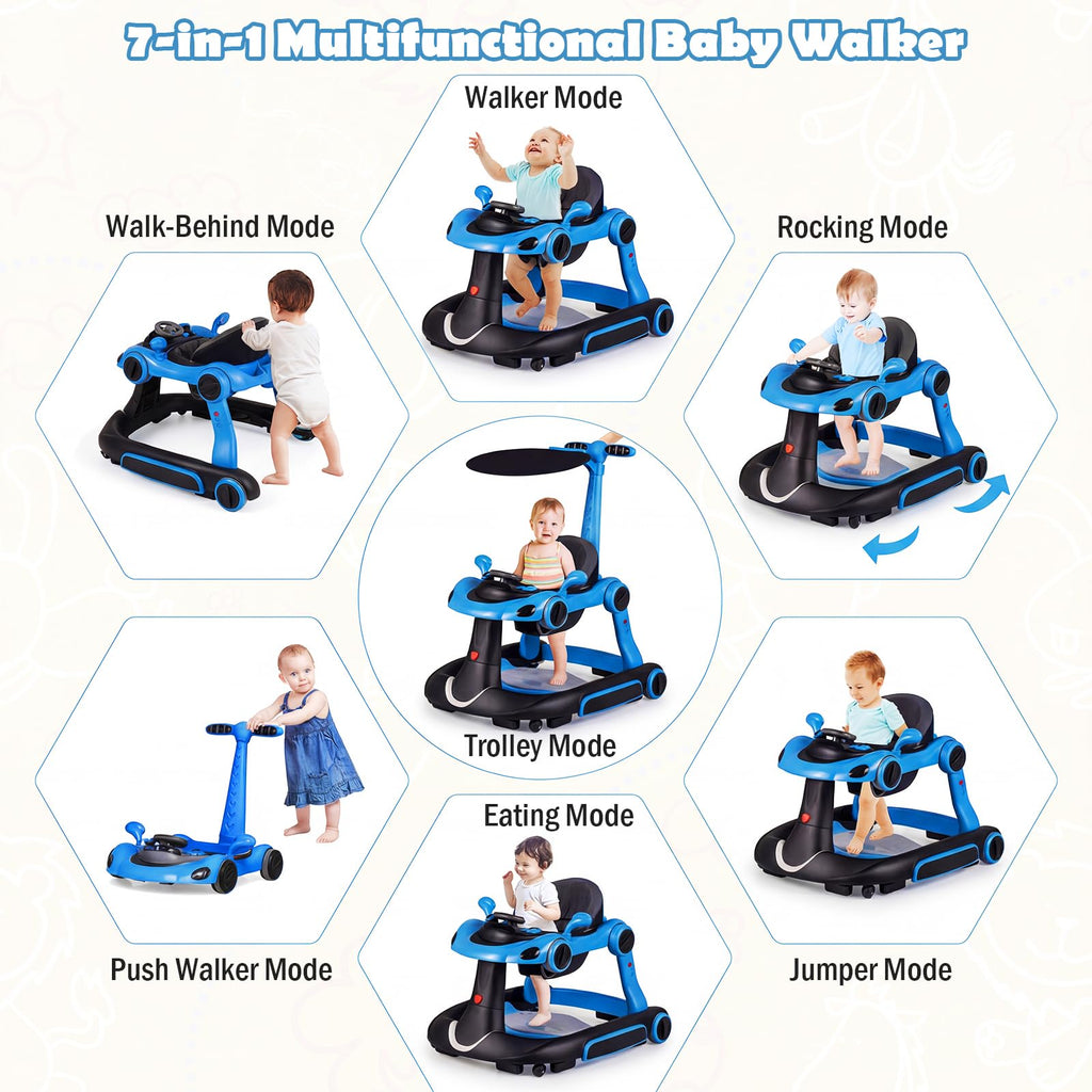 Foldable Baby Walker with Canopy and Wheels H737