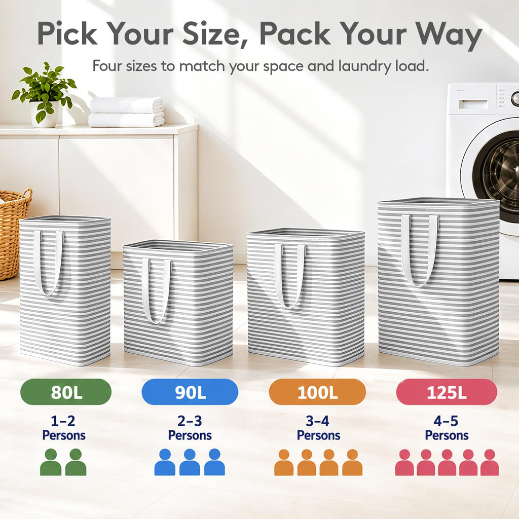80L 2 Pack Grey Laundry Baskets U98065