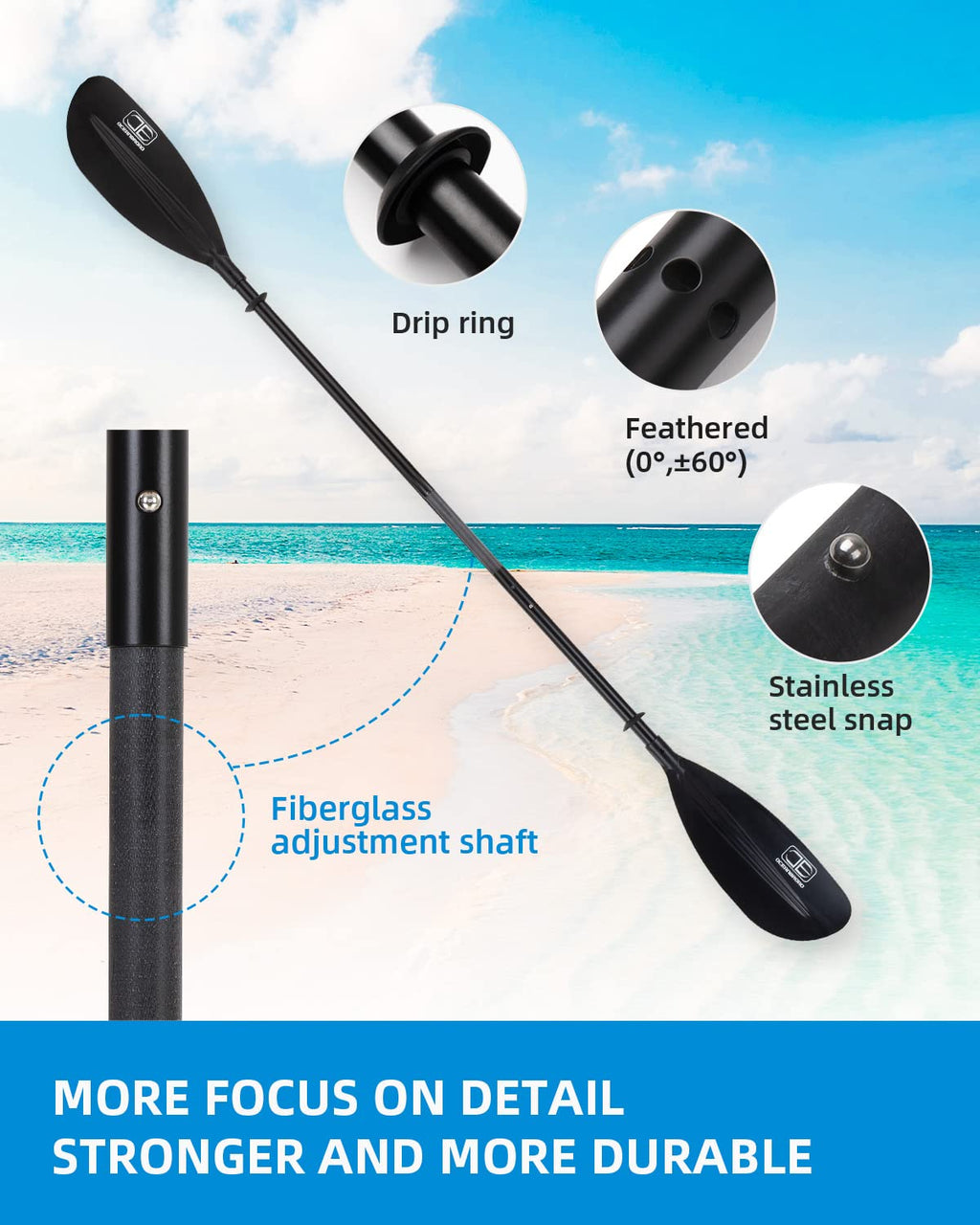 Adjustable Kayak Paddle with Paddle Leash L54545