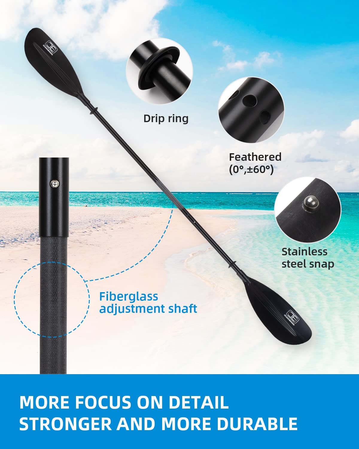 Adjustable Kayak Paddle with Paddle Leash L54545