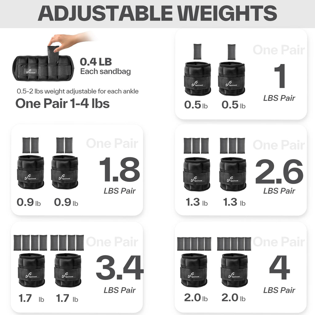 Adjustable Ankle and Wrist Weights Pair of 4lb X594648