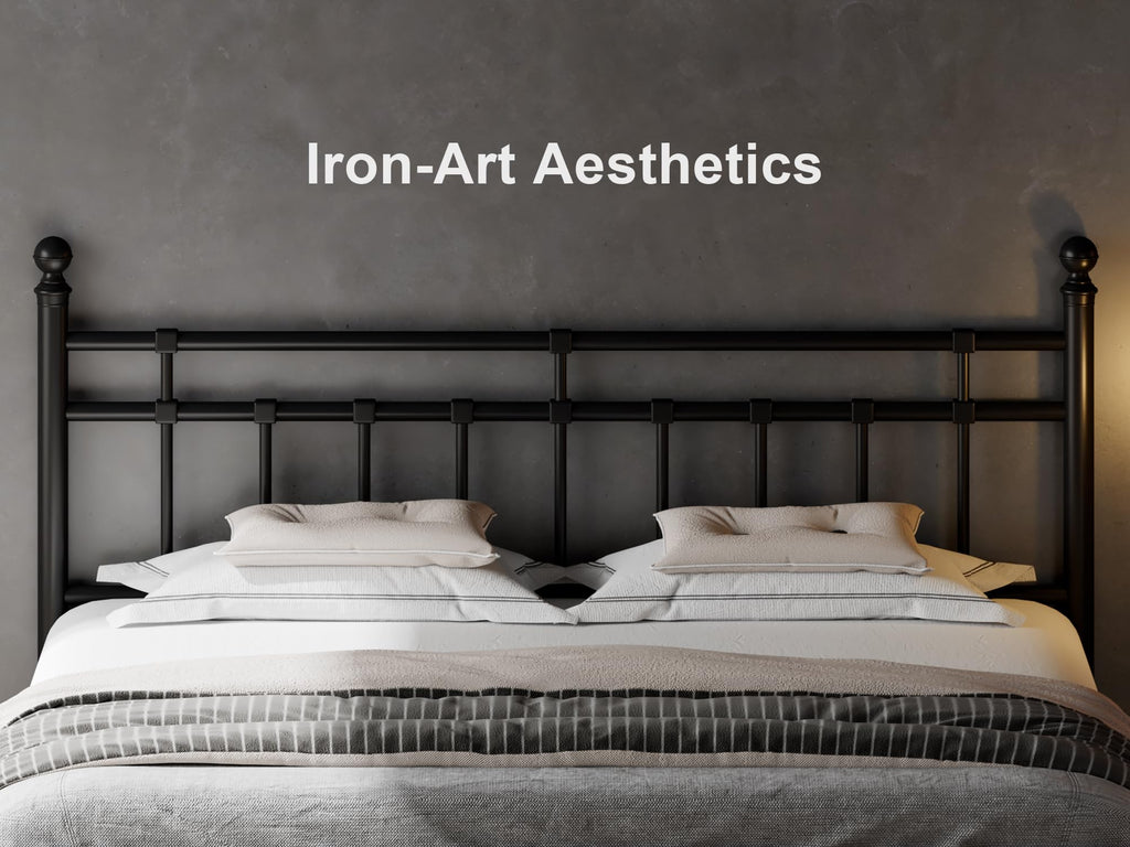 King Size Black Metal Platform Bed Frame with Headboard and Footboard W193840