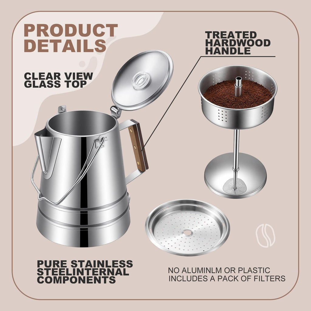 28 Cup Stainless Steel Percolator Coffee Pot Q815807