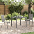 2 Pcs Grey Poly Rattan Stackable Patio Chairs U311945