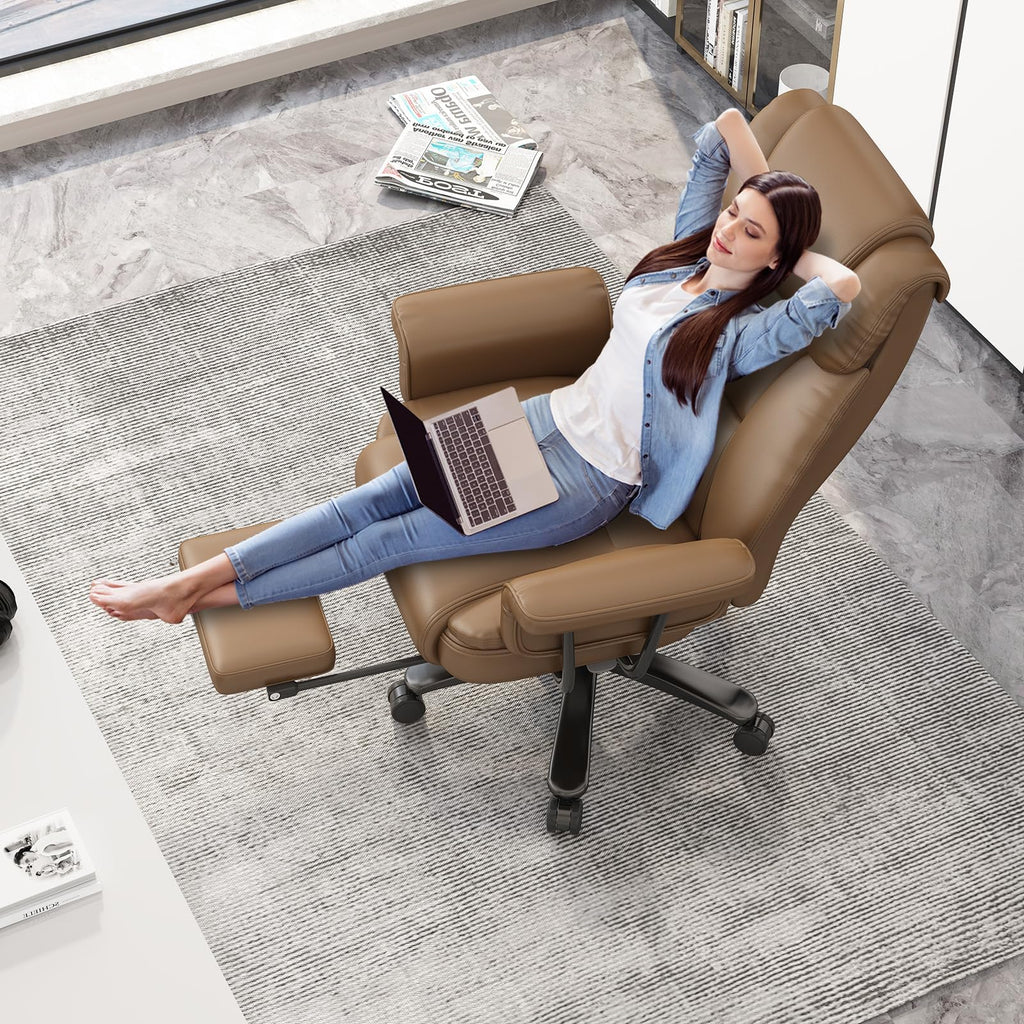 Brown Reclining Office Chair with Footrest A261390