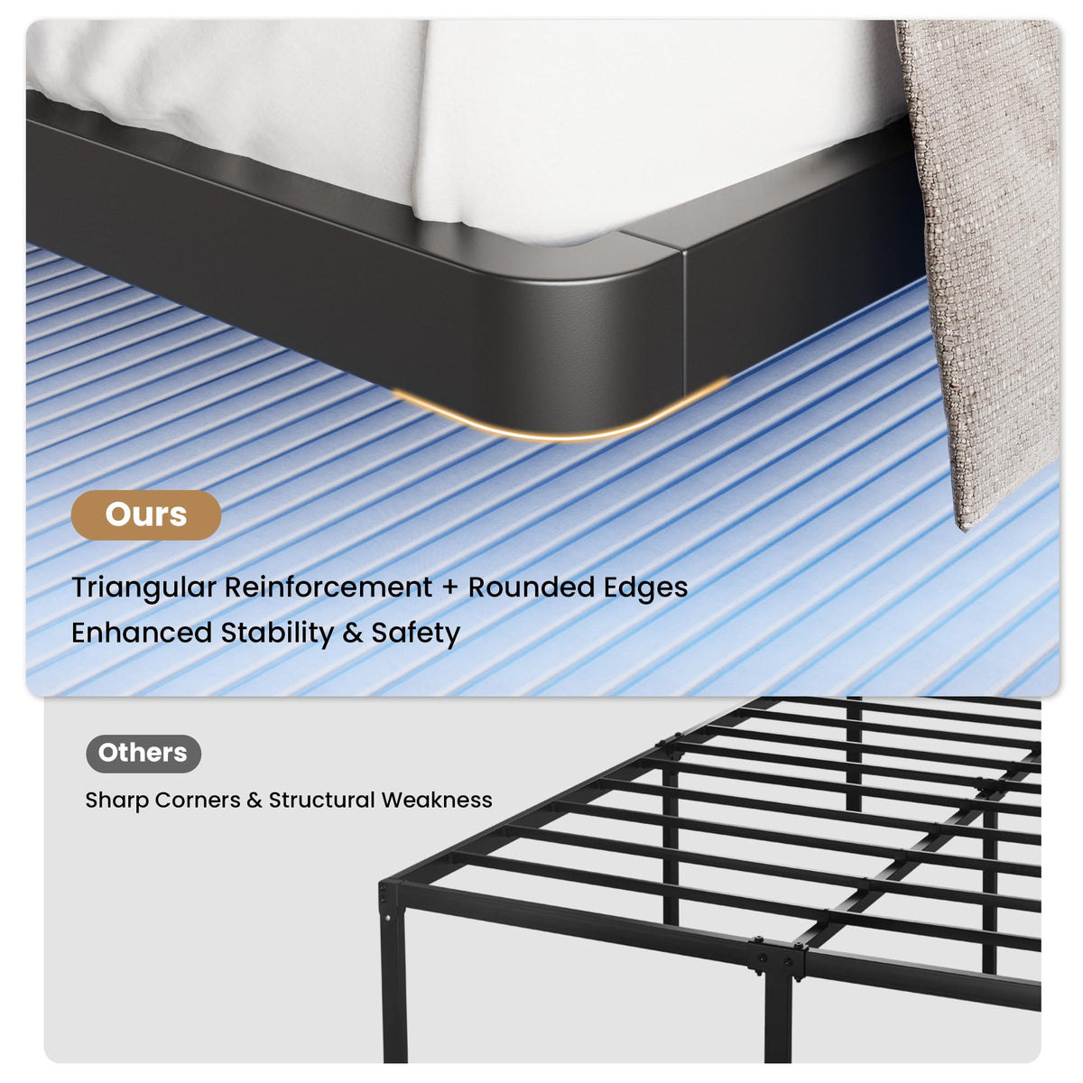 Full Size Floating Bed Frame with LED Lights, Black D209