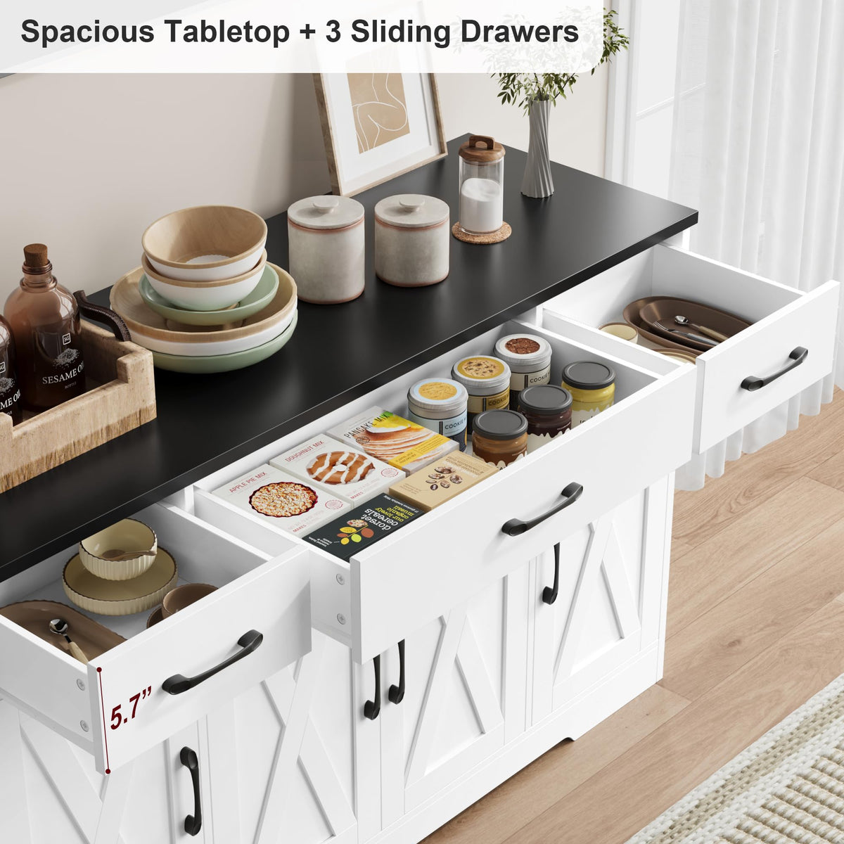 White Kitchen Buffet Sideboard Storage Cabinet Q9000