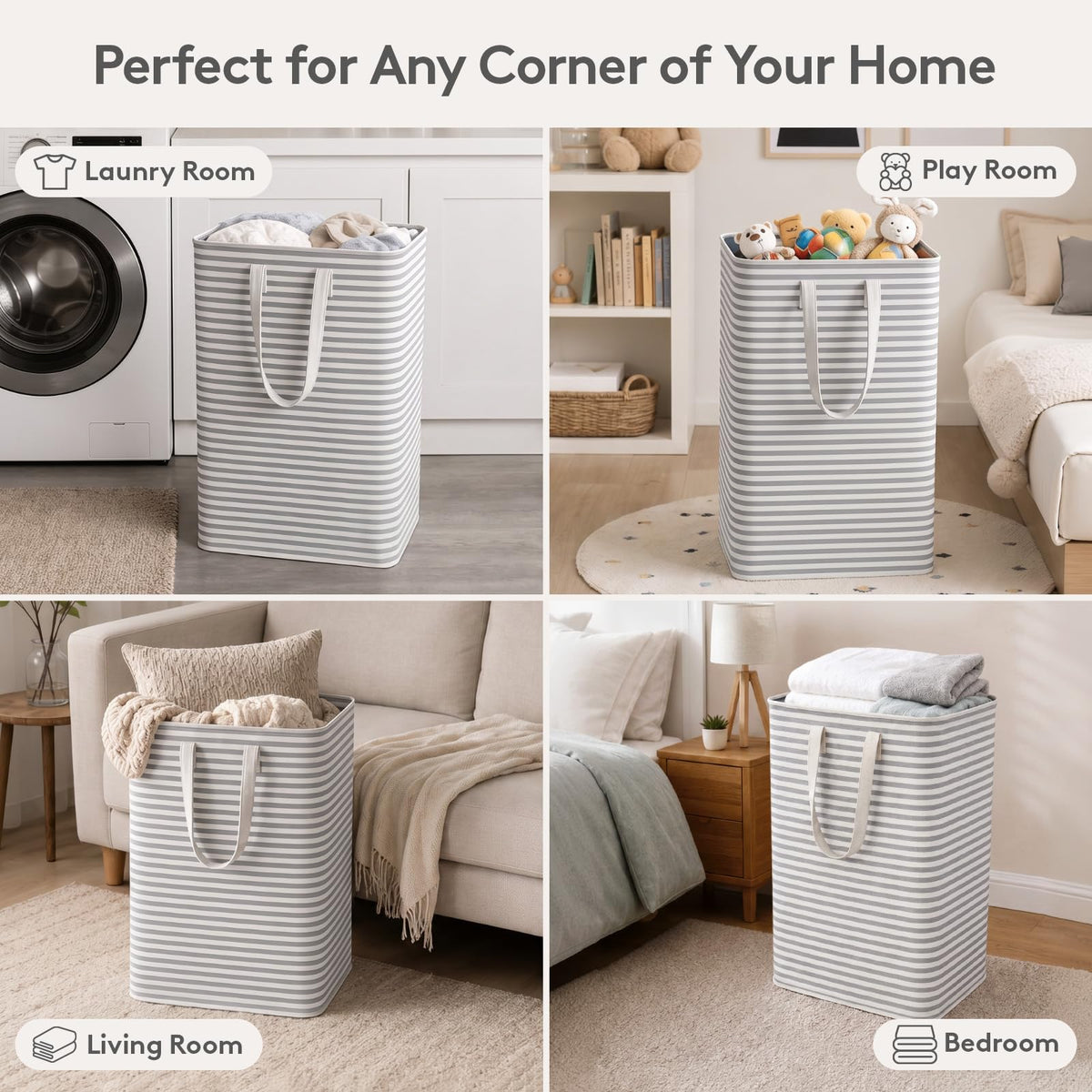 80L 2 Pack Grey Laundry Baskets U98065