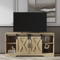 Rustic Oak Wood TV Stand with Sliding Barn Door Z824