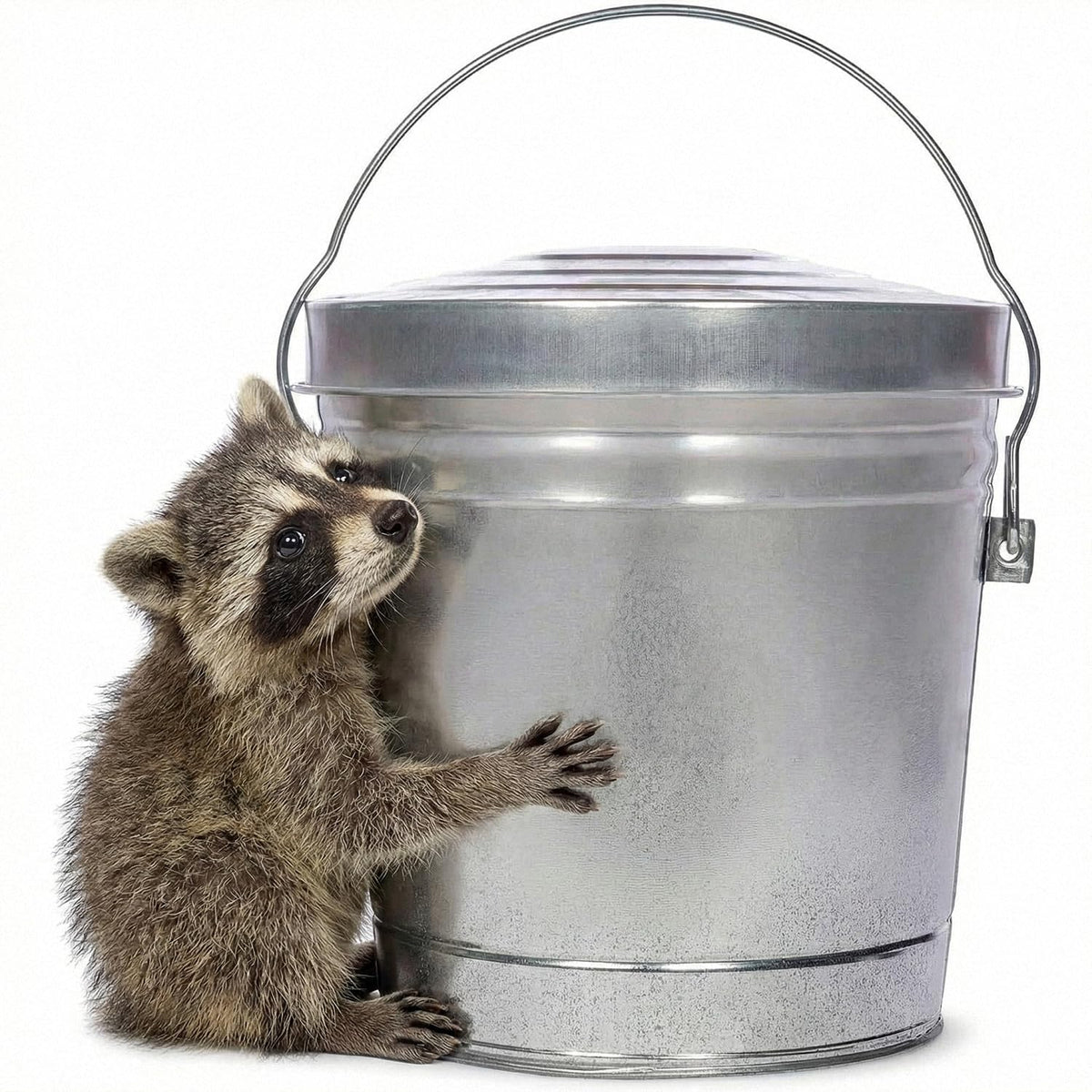 6 Gallon Galvanized Metal Trash Can with Locking Lid W3799