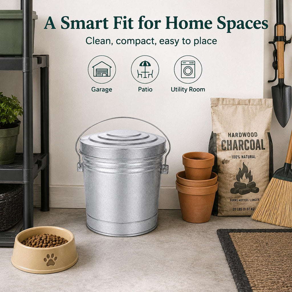 6 Gallon Galvanized Metal Trash Can with Locking Lid W3799