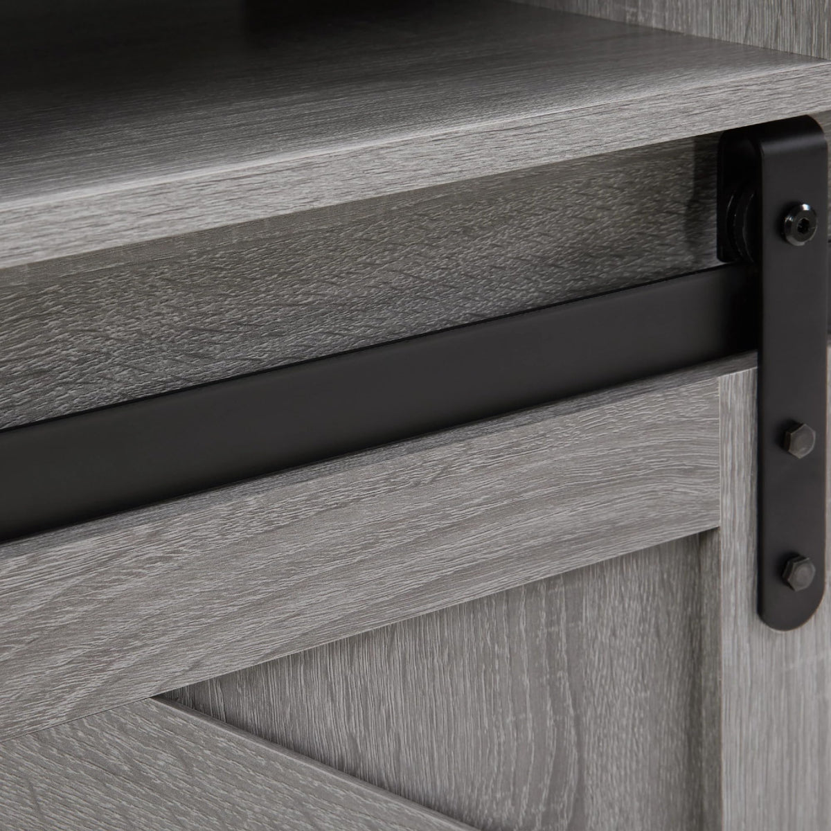 Grey Wood TV Stand with Sliding Barn Door N747