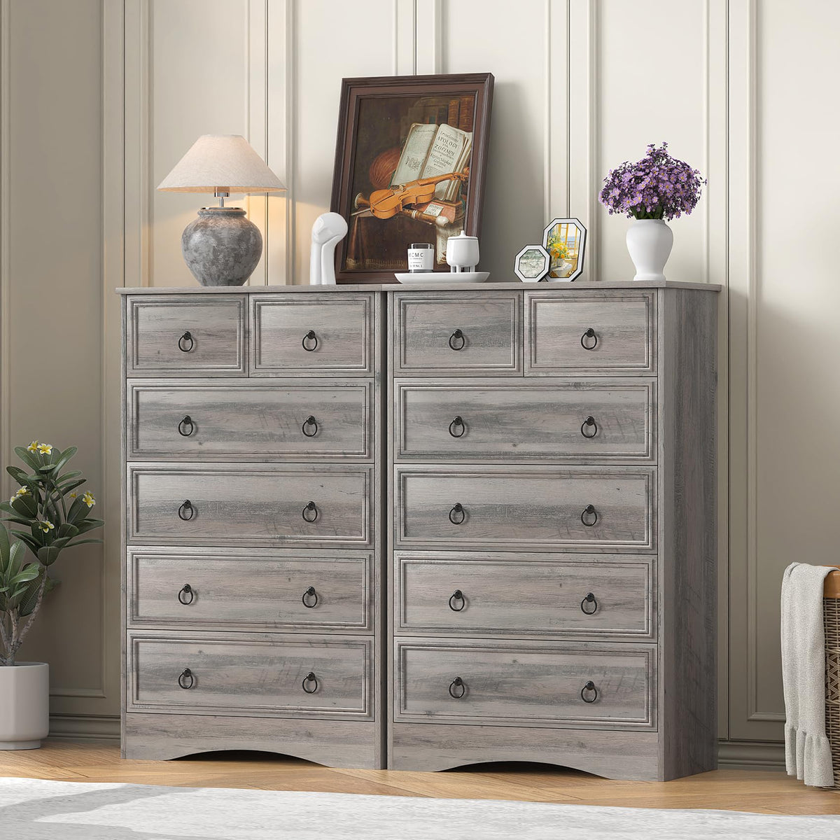 48'' Tall Grey 6 Drawer Dresser F392