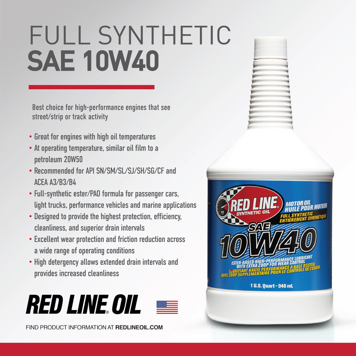 10W40 Fully Synthetic Motor Oil 1 Quart A5527
