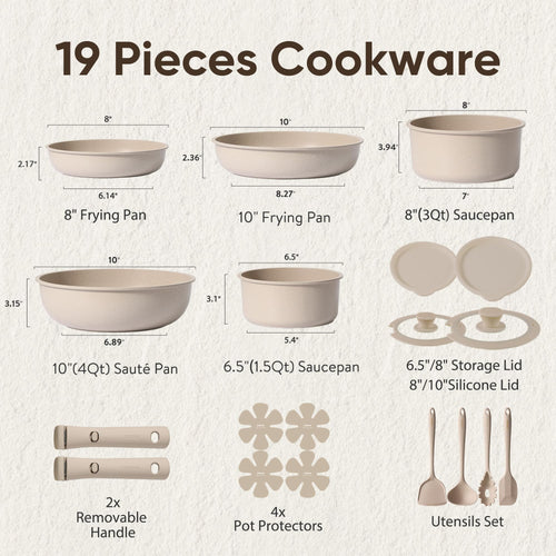 19 Pc Non Stick Cookware Set U738651