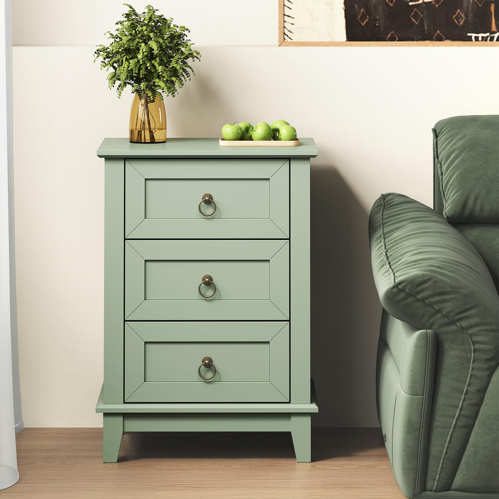 Tall Wooden Nightstand Set of 2 with 3 Drawers L888143