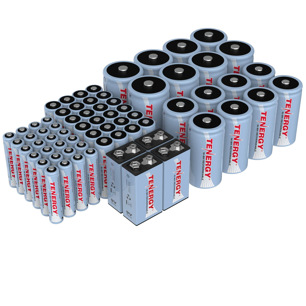 AA AAA C D 9V NiMH Rechargeable Batteries 68 Pack K28162