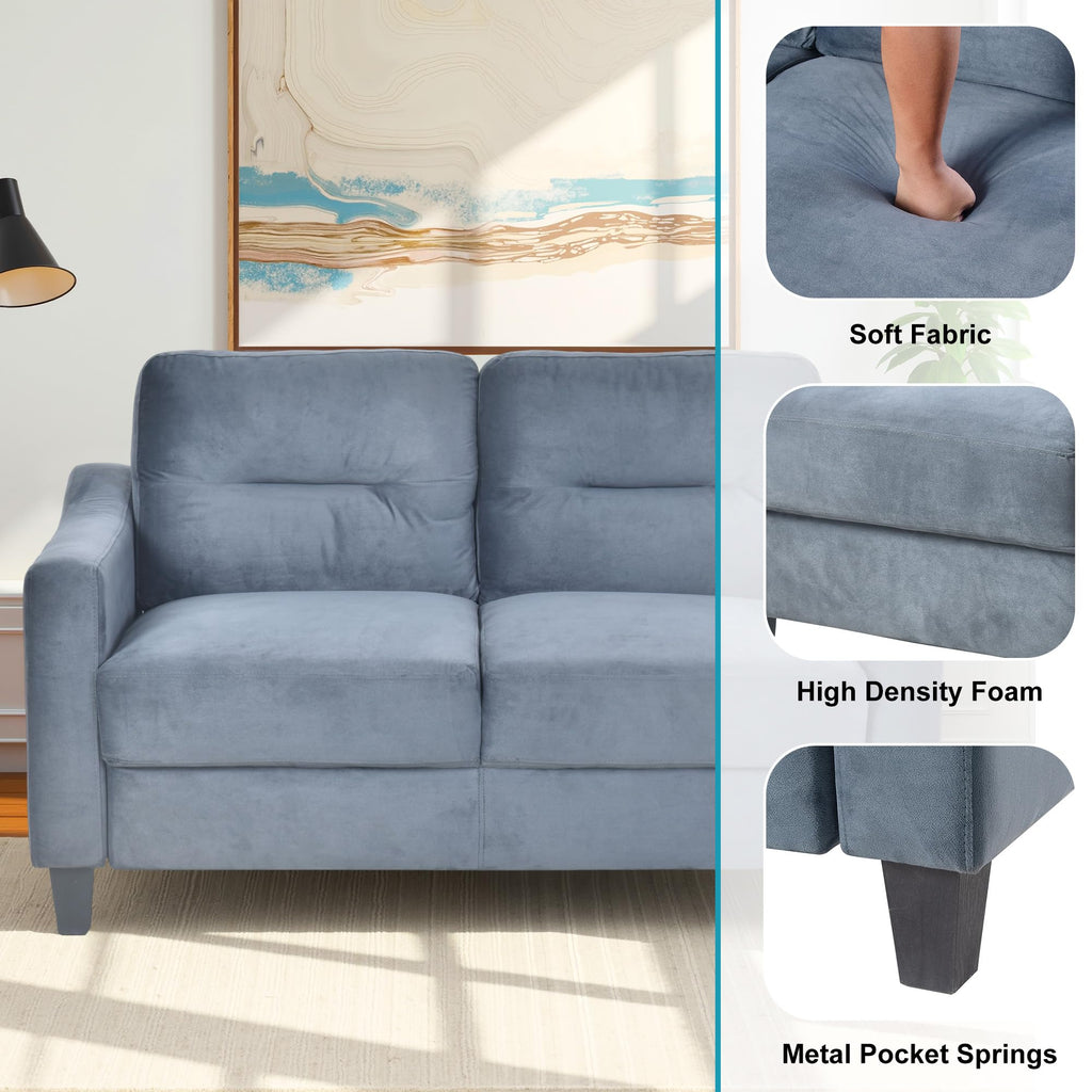 Light Gray Velvet Upholstered Loveseat Sofa B140585
