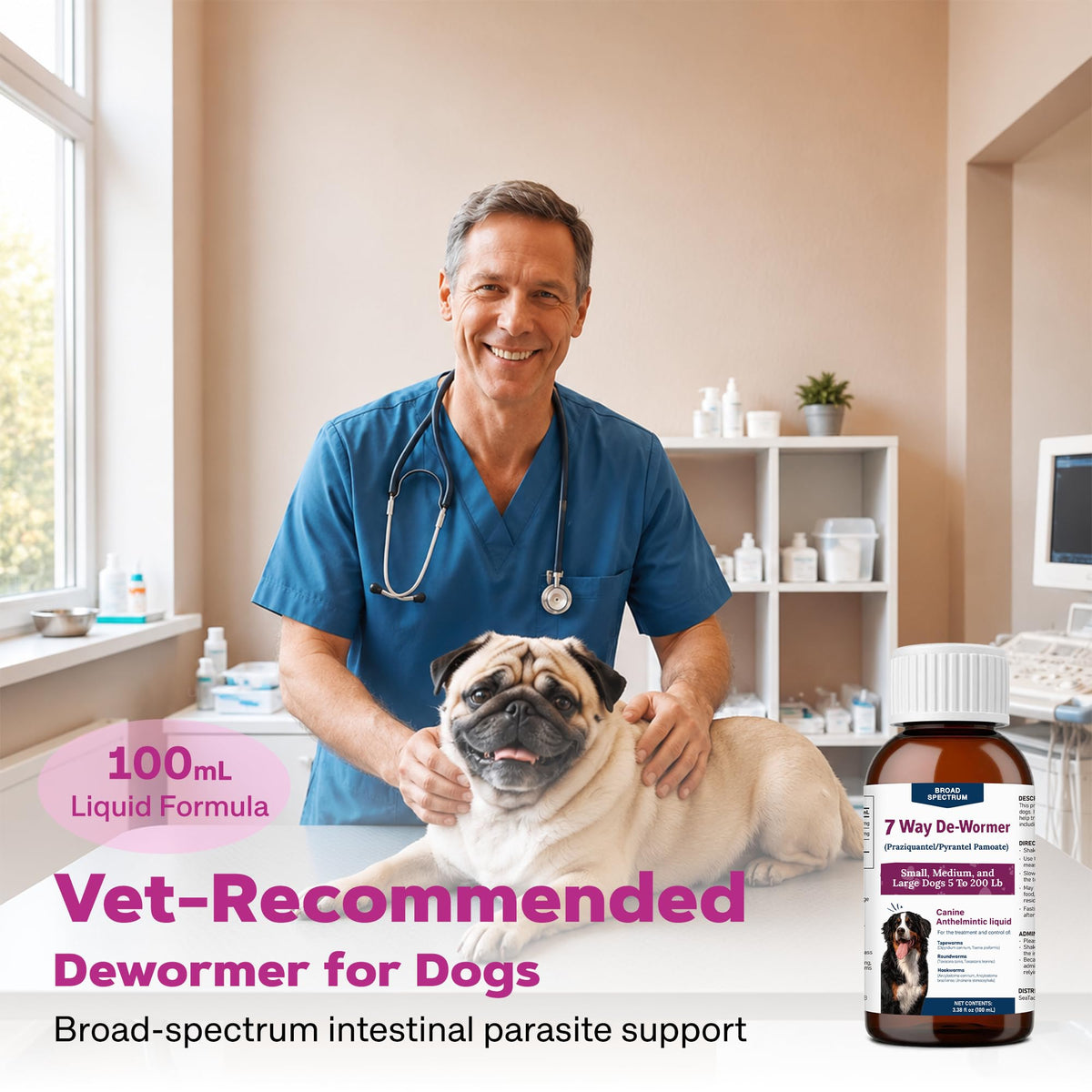 Dog Dewormer Liquid Formula with Praziquantel & Pyrantel Pamoate, 3.38 fl oz R80461