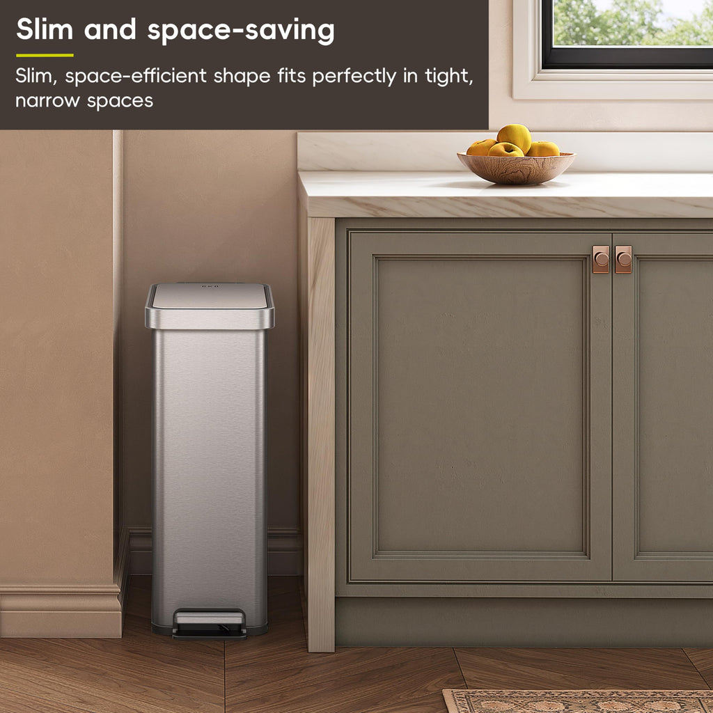 50L Stainless Steel Step Kitchen Trash Can with Lid Y285343