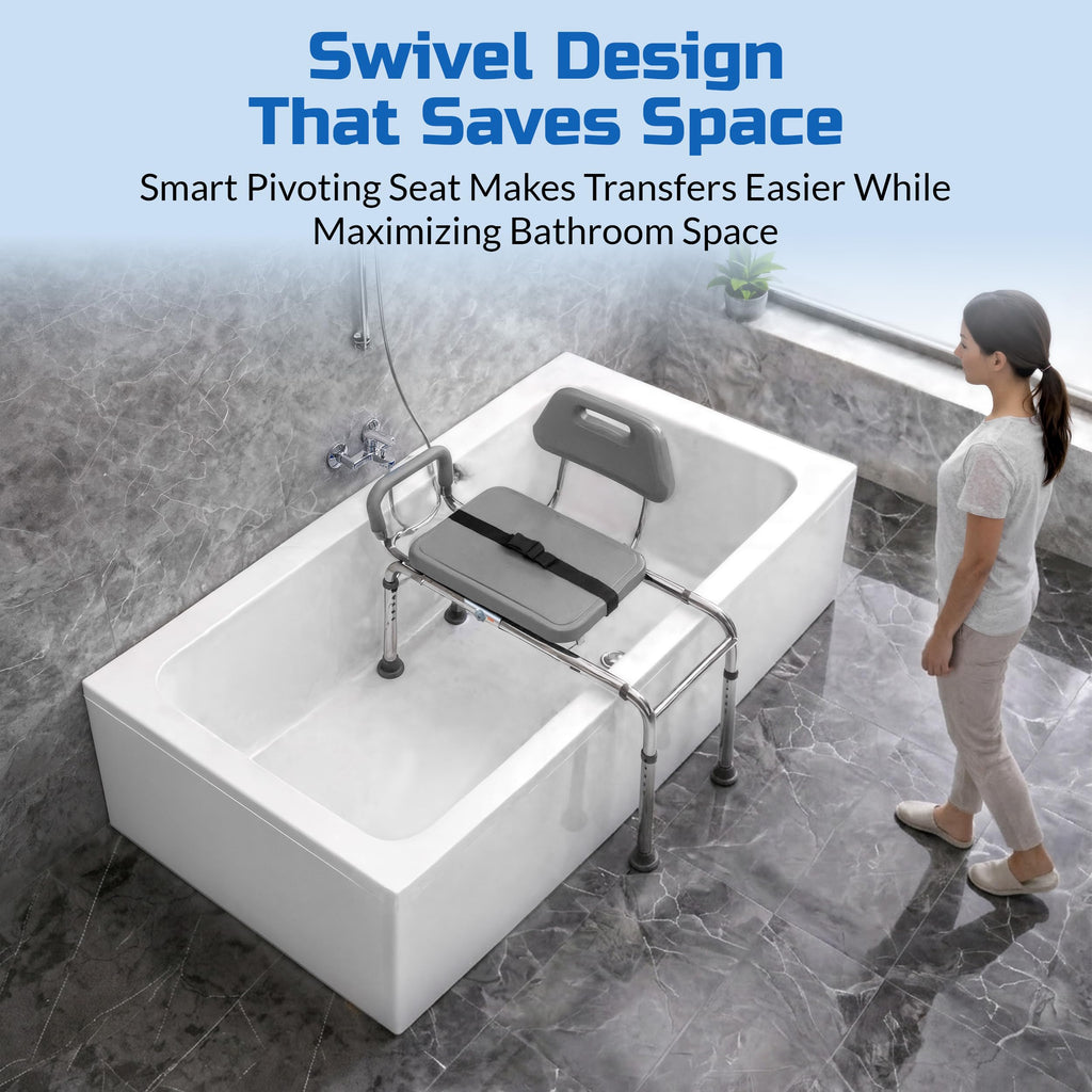 Sliding Shower Chair Bath Transfer Bench with Swivel Padded Seat T68851