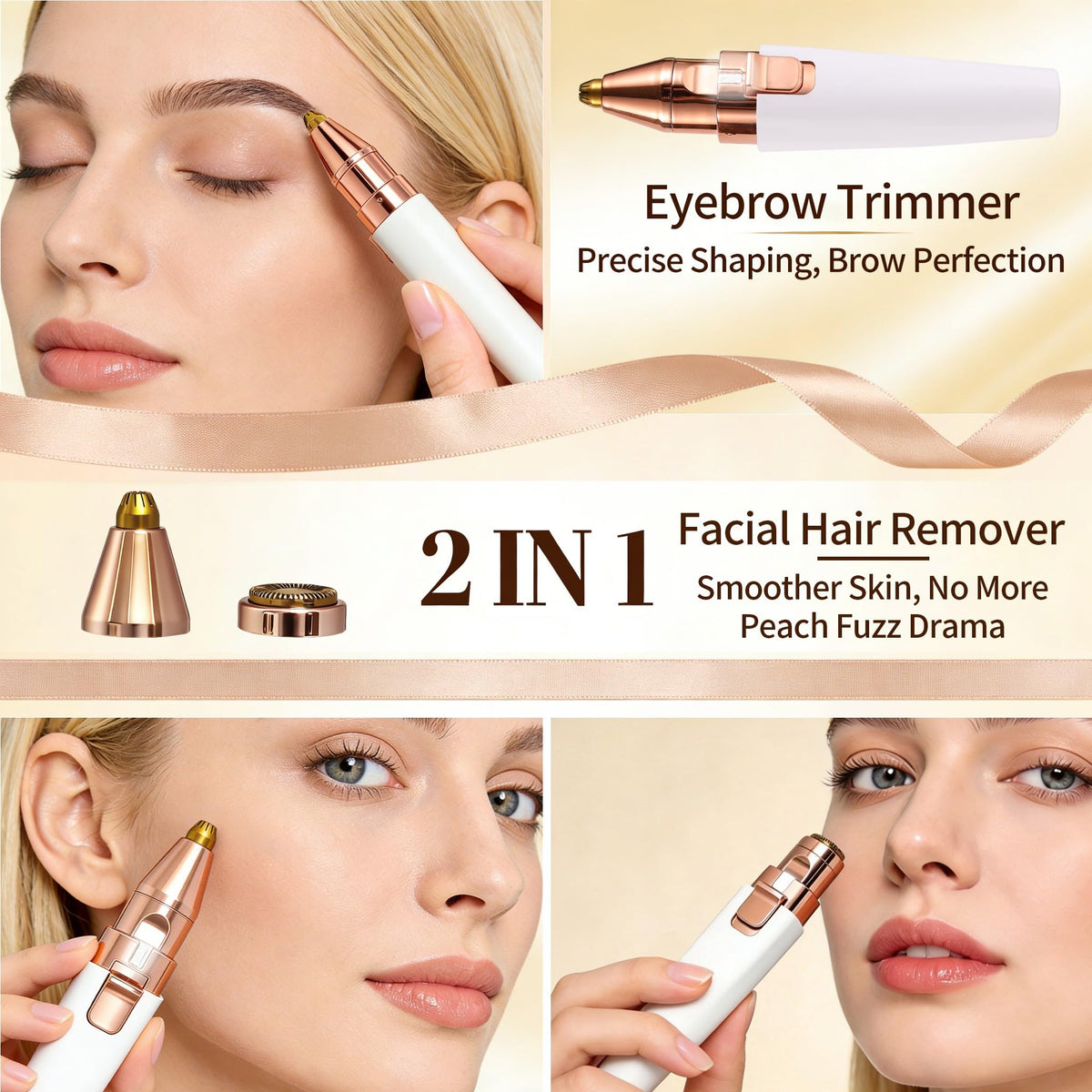 2 in 1 Electric Facial Hair Removal Device with LED Light O536229