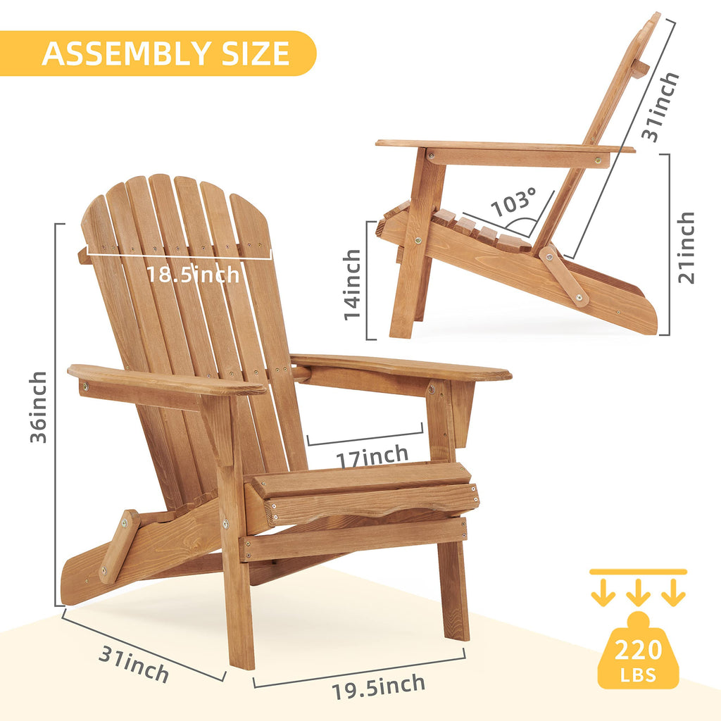 Wood Folding Adirondack Chair Set of 2 Solid Cedar E40973