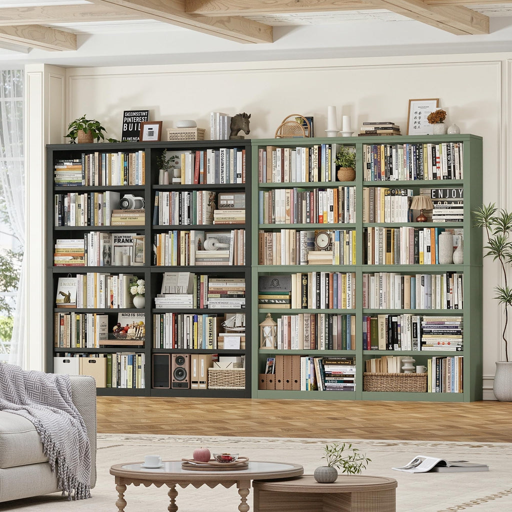 73" Tall Black 6-Tier Double Wide Bookshelf M269499