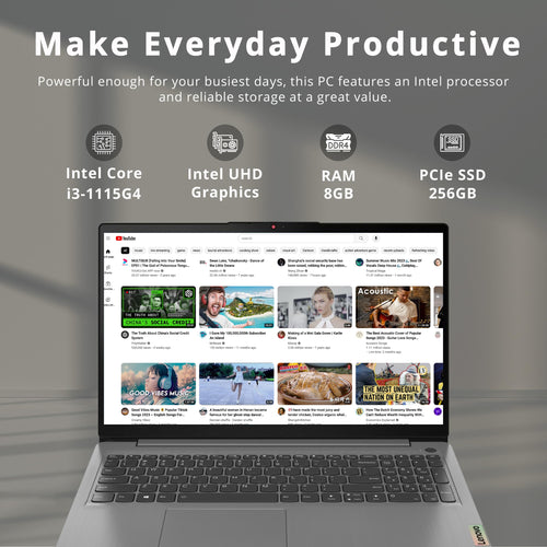 15.6" FHD Touch Laptop, Intel i3, 8GB RAM, 256GB SSD, Grey V7227