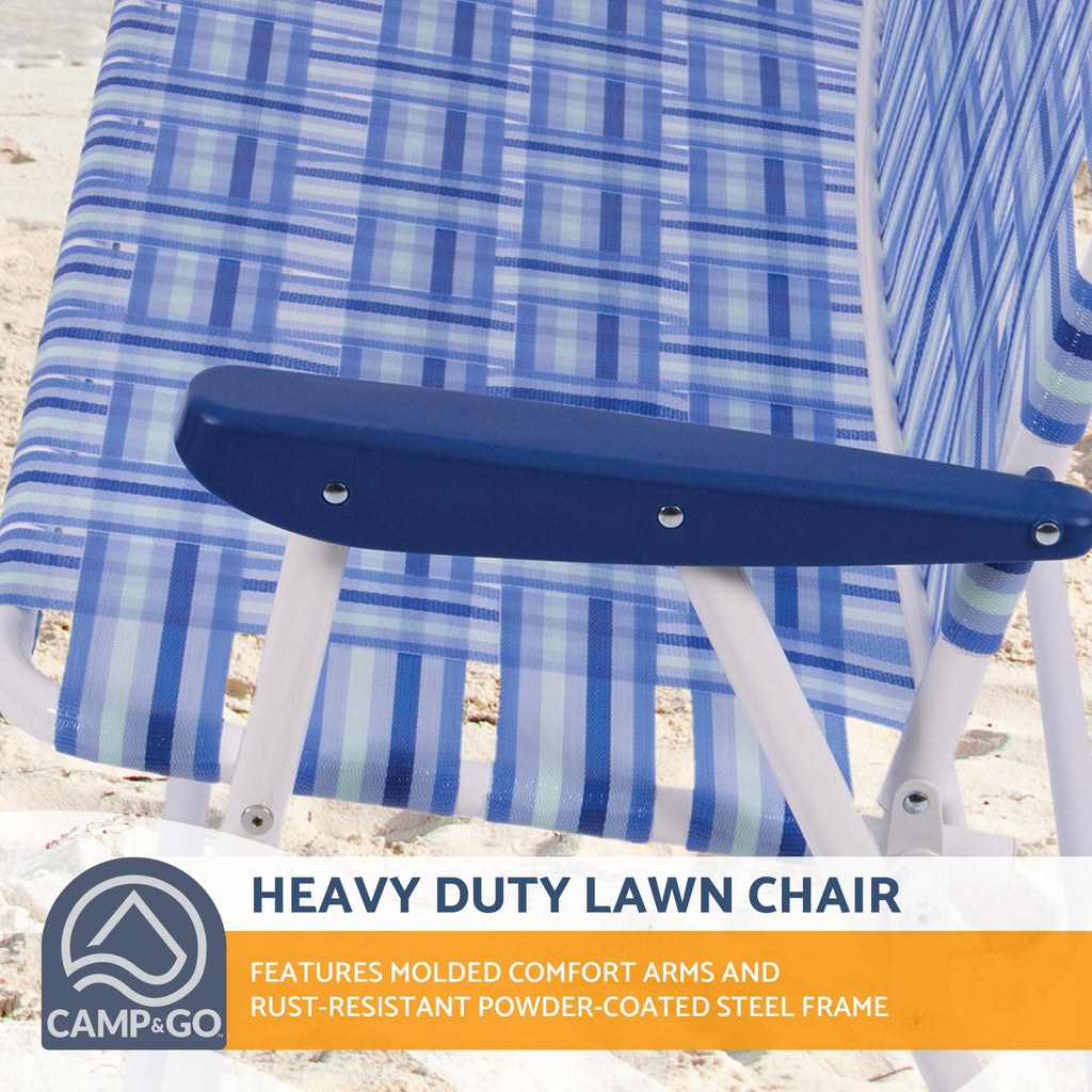 Blue/White Double-Wide Folding Web Lawn Chair G285860