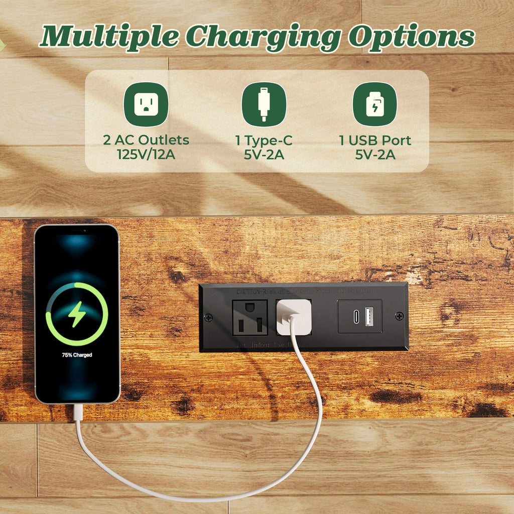 78.8 inch Narrow Behind Couch Table with 2 Charging Stations G95762