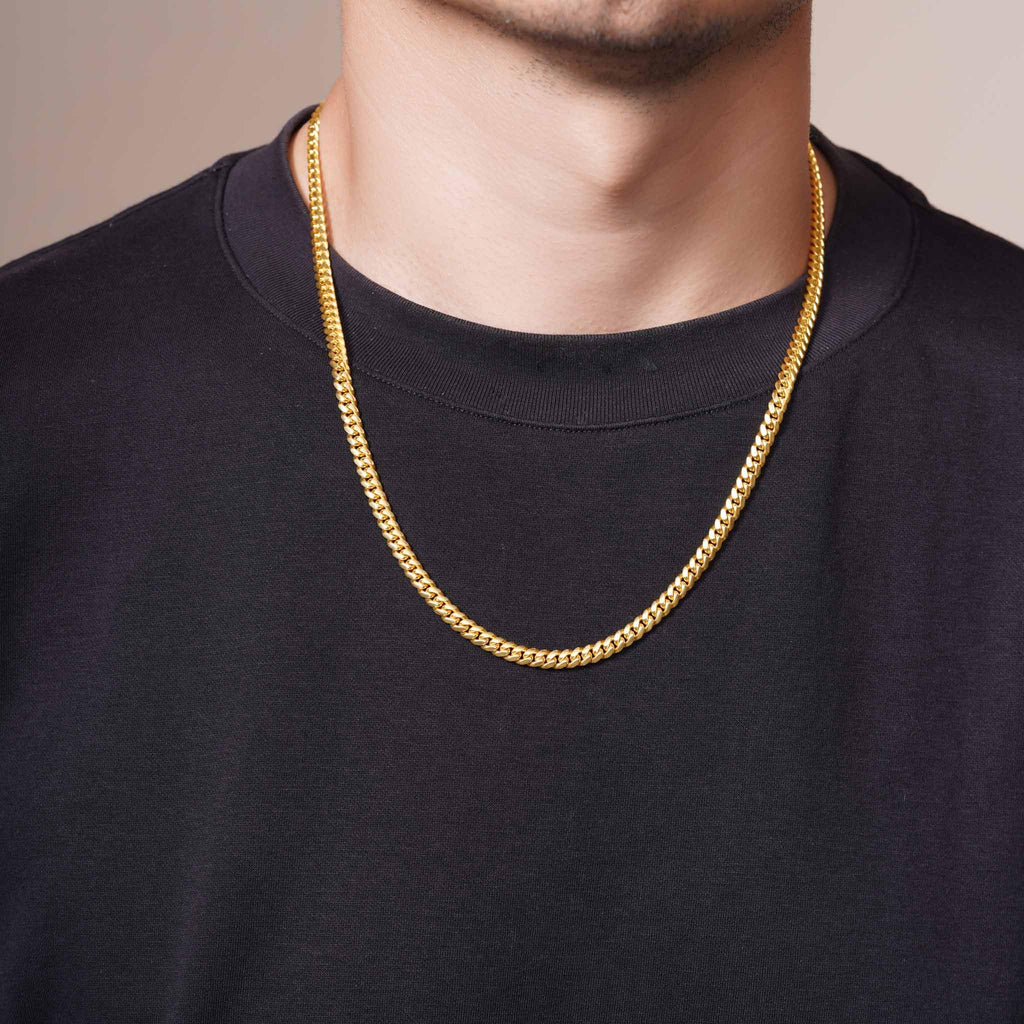 5.5mm Gold Vermeil Sterling Silver Cuban Link Chain Necklace E7020