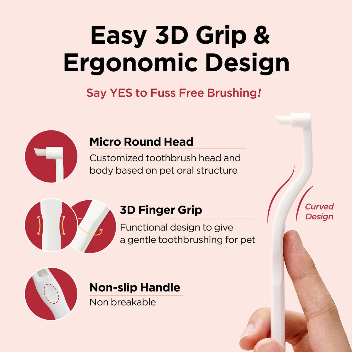 Micro Round Head Dog and Cat Toothbrush V7665