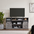 Grey Wood TV Stand with Sliding Barn Door N747