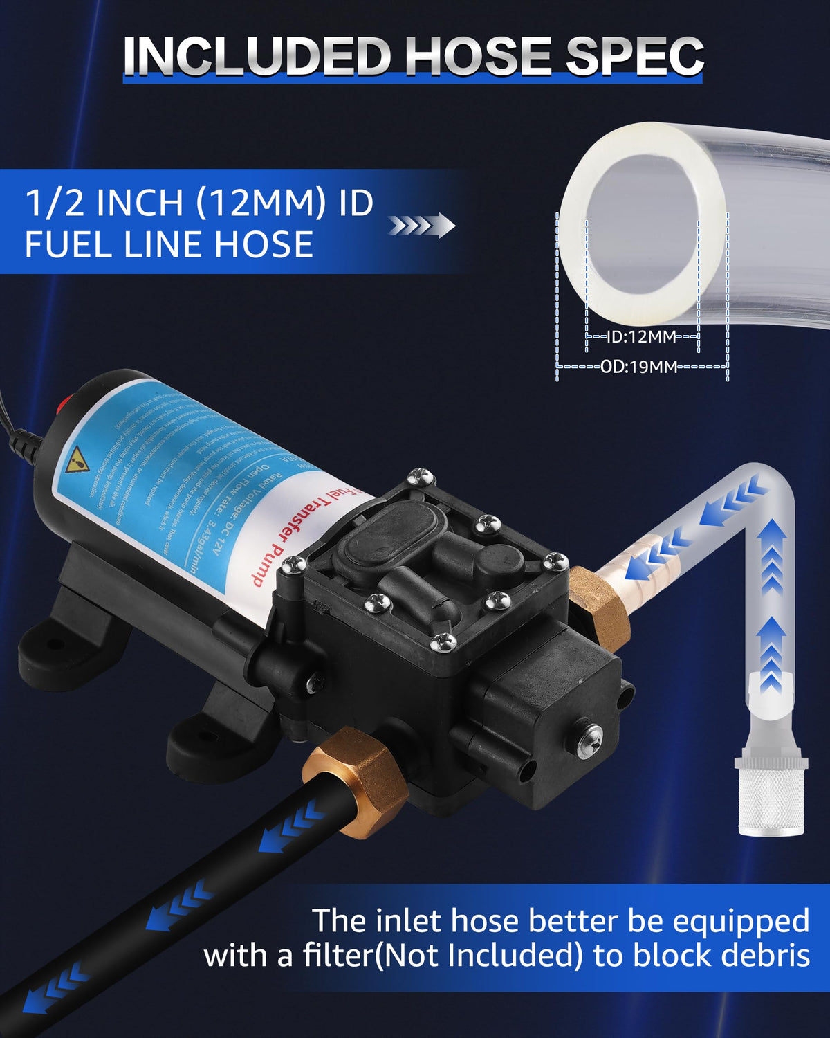 12V Gasoline Transfer Pump Set 3.4 GPM R473403