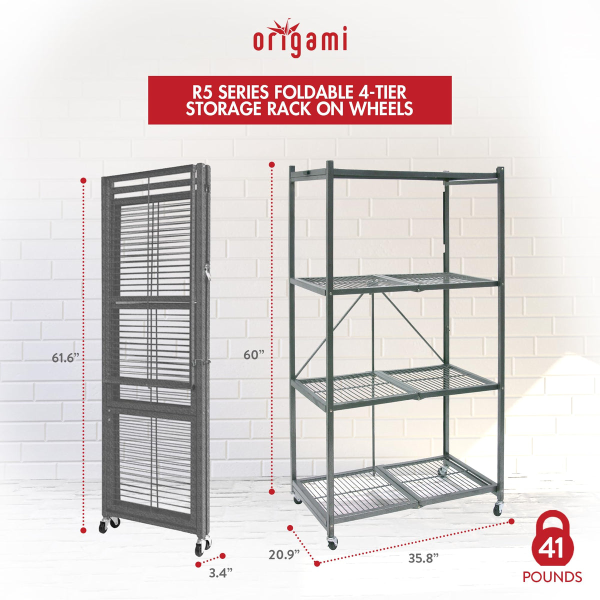 Foldable 4-Tier Heavy-Duty Steel Storage Rack R3361
