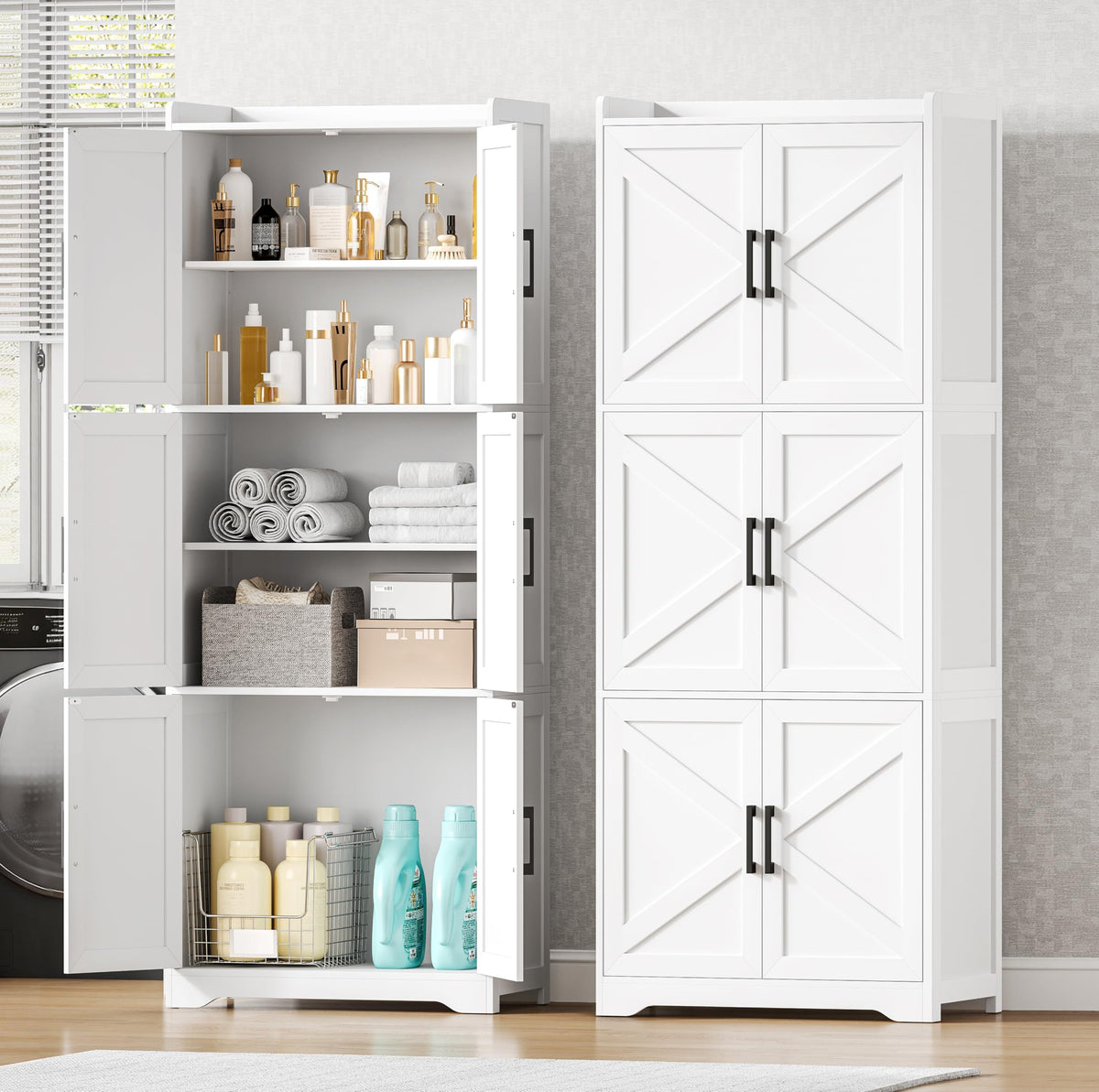 60.2''H Tall Bathroom Storage Cabinet with 6 Door V2525