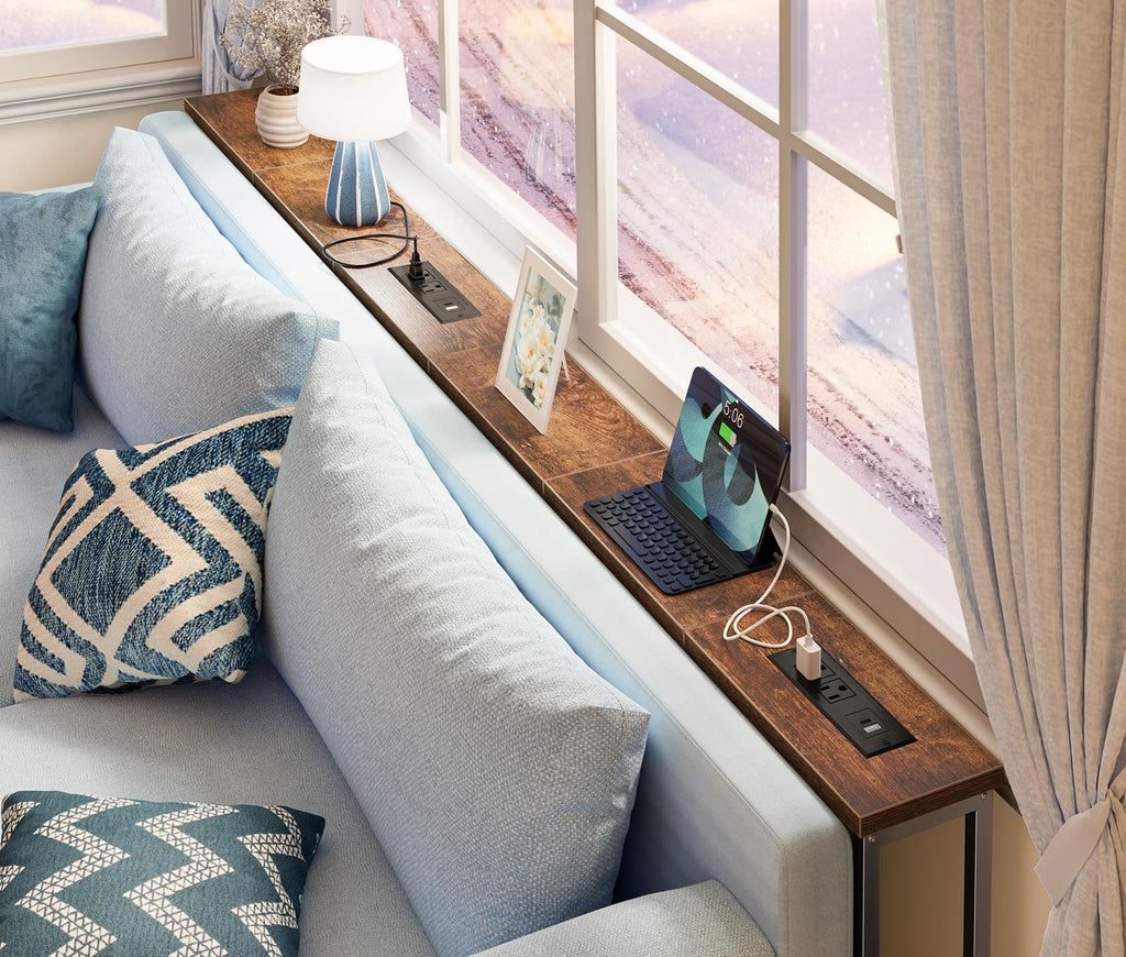 78.8 inch Narrow Behind Couch Table with 2 Charging Stations G95762