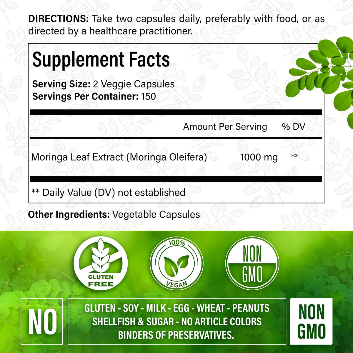 Moringa Capsules 300 Count P8532