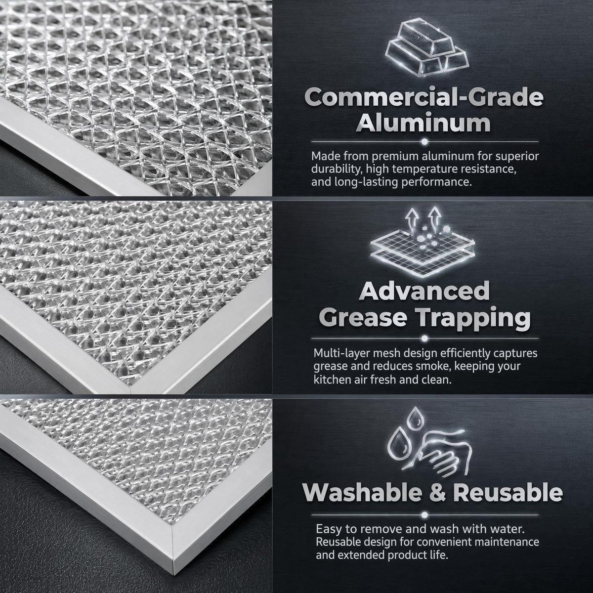 Aluminum Mesh Range Hood Filter 11.5"x17.25" 2 Pack M632177